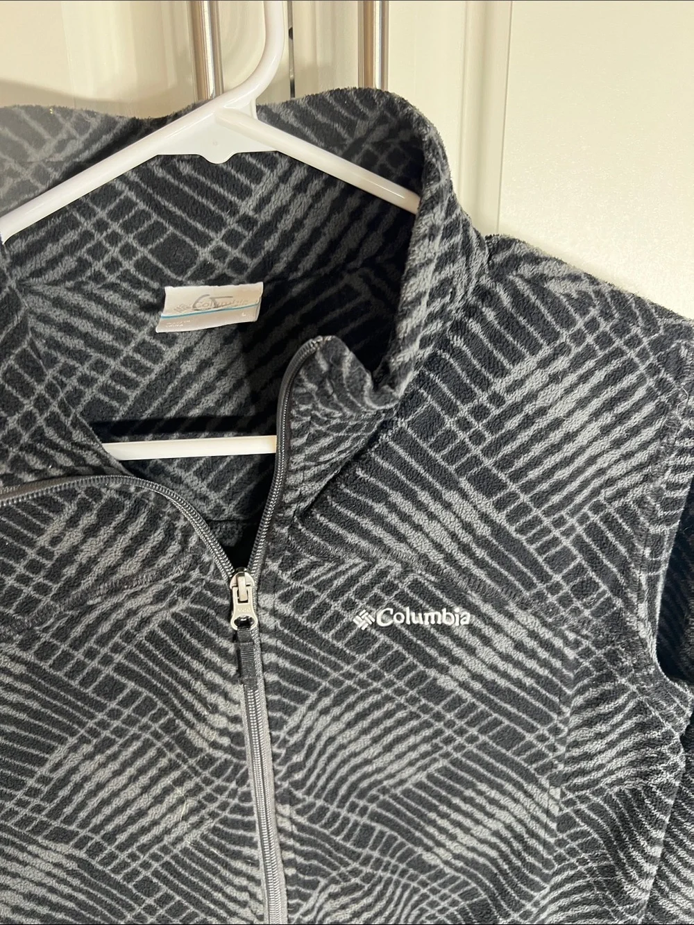 Columbia Black & Gray Patterned Full-Zip Teddy Fleece Jacket